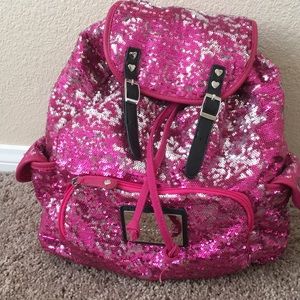 Pink sequin backpack